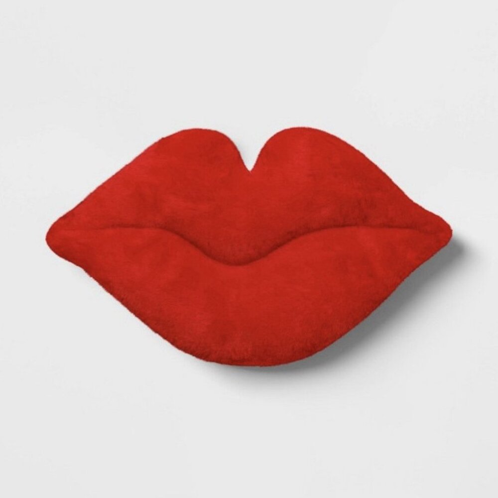 NEW Room Essentials Valentine's Day Lip Toss Plush Pillow Red 10" x 17"